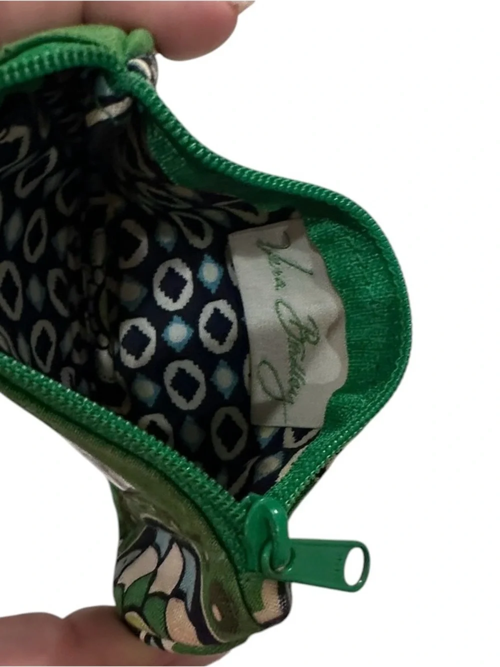 Vera Bradley Cupcakes Green Zip ID Case Wallet Coin Purse